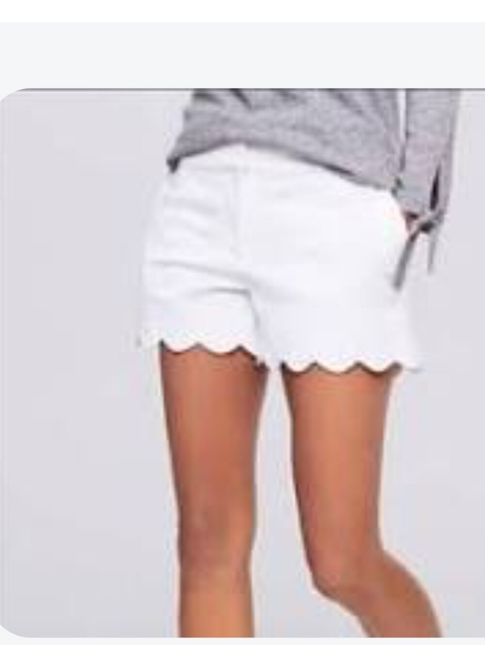 LOFT Cream Rivera High-Rise Scalloped Hem Shorts 6" Inseam